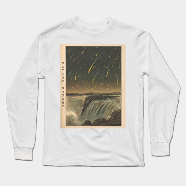 Meteor Shower Over Waterfall Long Sleeve T-Shirt by soulfulprintss8